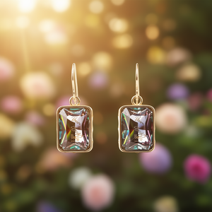 Brave Crystal E880 - Pendientes de cuarzo arcoíris con baño de oro de 18 quilates, diseño geométrico clásico para uso diario de mujer - Product Image 2