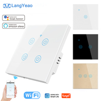 Interruptor Táctil Inteligente WiFi LangYeao, Compatible con Apple Siri HomeKit, Alexa, Google Home, Control por Voz, Panel de Vidrio