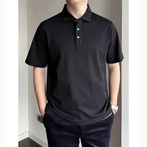 El Resort Italiano Polo |   Camisa de Manga Corta para Hombre, de Lujo, 100% Algodón de Alta Densidad, con Cuello Solapa, en Tono Azul Acero - Product Image 6