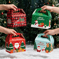 Boîte cadeau portable en kraft avec poignée, design de Noël, pour cupcakes et confiseries, personnalisée, unique, avec finition brillante ou mate
