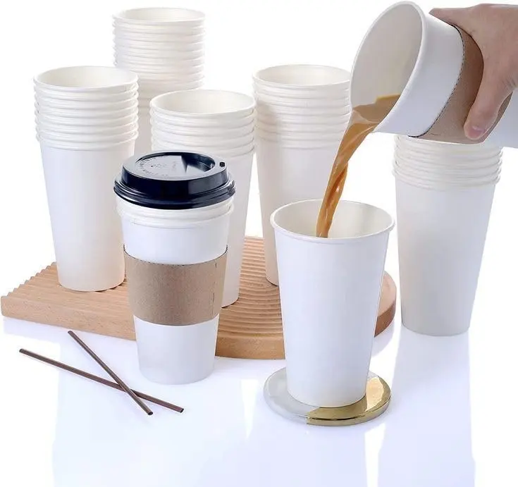 Vente en gros personnalisé OEM simple paroi d'eau 8oz 10oz 12oz 16oz 20oz tasses à café en papier pour restaurant café thé au lait