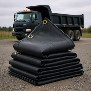 Telo in PVC Nero Resistente 6 x 14 Piedi con Doppia Tasca e Occhielli in Ottone, Accessorio per il Controllo del Carico per Camion Ribaltabile - Product Image 2