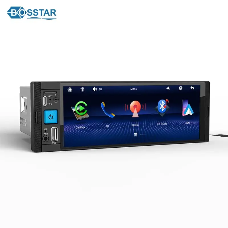 Reproductor Multimedia Universal para coche de 6,8 pulgadas, navegación GPS de un solo Din, Carplay, Audio inalámbrico, Radio Estéreo, MP3, MP4, Android