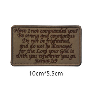 Patch brodé à scratch avec citation biblique de Josué 1:9 du Vieil <span class=keywords><strong>Testament</strong></span>, motif morale biblique - Product Image 6