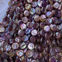 Chaîne de perles de culture d'eau douce de Zhuji, qualité AA+, forme bouton, 15-16 mm, couleur violette, perles semi-finies pour la fabrication de bijoux