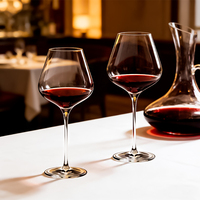 Verres à vin transparents soufflés à la main avec logo personnalisé, design élégant à la française, pied long, capacité de 24,35 oz, utilisation professionnelle pour la dégustation de vins