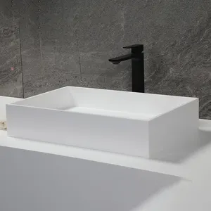20 인치 욕실 싱크대 단단한 표면 인공 돌 손 씻기 분지 용 흰색 분지
