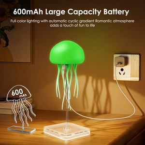 2025 mới sứa phim hoạt hình ánh sáng ban đêm RGB Gradient dễ thương đèn cạnh giường ngủ điều khiển bằng giọng nói đèn bàn trang trí phòng trẻ em đèn Led - Product Image 4