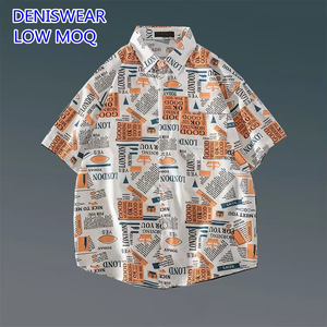 Camicie Estive Floreali da Uomo con Basso MOQ, Stampa Margherite e Girasoli su Sfondo Bianco, Oversize a Maniche Corte, Casual da Strada con Bottoni - Product Image 2
