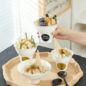 ถ้วยไอศกรีมกระดาษแบบใช้แล้วทิ้งสำหรับบรรจุโยเกิร์ตและของหวาน - Product Image 1
