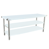 Table de travail en acier inoxydable de qualité supérieure Équipement de cuisine et de restaurant Trois couches avec tube rond Banc de travail bon marché
