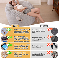 Hochwertiger Outdoor-Leinen-Olefin-Stoff 4FT Wasserdichter Sitzsack-Sofa-Stuhl Luxuriöse Outdoor-Sonnenliege