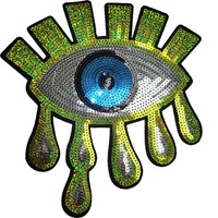 Accessoires vestimentaires en sequins de grande taille 3D personnalisés en gros d'usine professionnelle, design œil maléfique pour chapeaux