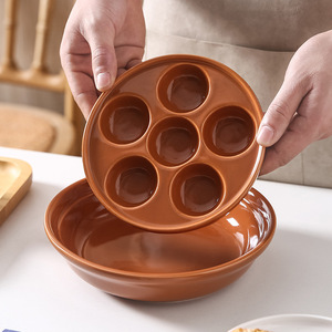 Wholesale <b>ceramic</b> plates, minimalist style, underglaze painted breakfast egg trays, steaming trays, household high-temperature - Product Image 1