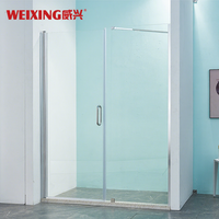 Salle de bain de haute qualité Rectangle Pivot Porte de douche en aluminium sans cadre en verre trempé Salle de douche