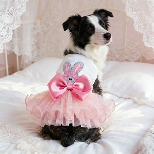 Lindo Vestido de Animalitos para Mascotas, Tutú Rosa con Orejas de Conejo para Perros y Gatos, Atuendo de Pascua - Product Image 3