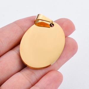 Breloque d'identification pour animaux de compagnie en acier inoxydable de forme ovale, 5 couleurs |   Pendentif gravable vierge pour collier de chien ou de chat |   Bijoux en gros - Product Image 4