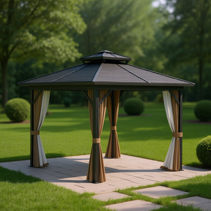Pergola Quadrata da Esterno in Alluminio Nero Verniciato a Polvere, Riparo per Barbecue, Gazebo, Padiglione - Product Image 2