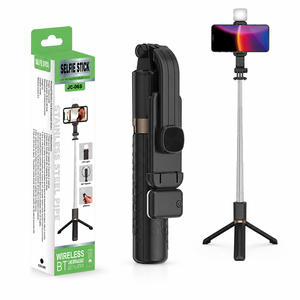 Trípode JC-06S con Textura de Rejilla y Luz LED de Relleno, Palo Selfie Extensible de Acero Inoxidable de 985 mm - Product Image 1