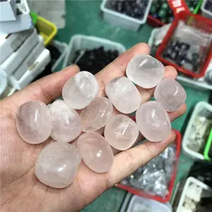 Wholesale Natural Carved Healing Gemstones Rose Quartz Tumbled Stones For Garden Decor