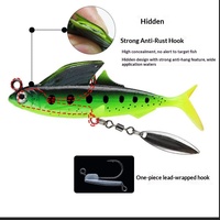 Leurre souple The Brave Lead Fish T-tail Flying Fish 8,5 cm 12,5 g avec paillettes, leurre bionique pour bar, vente en gros