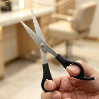 Ciseaux de coiffure domestiques, ciseaux à cheveux droits en acier inoxydable avec manche noir antidérapant pour la coupe des franges