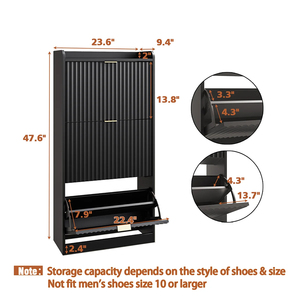 Mueble Zapatero para Entrada con 3 Cajones Abatibles, Capacidad para 18 Pares, Estantes Ajustables, Organizador de Almacenamiento Estrecho para Pasillo - Product Image 4