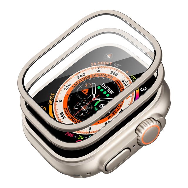 Aluminum Alloy Frame Tempered Glass Screen Protector for Apple Watch Ultra 49mm