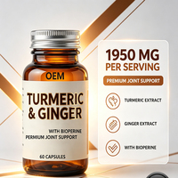 Capsules de Curcuma et de Gingembre : Soutien Quotidien pour les Articulations et l'Immunité – Extrait Multi-Plantes – Bouteille et Étiquette Personnalisées – Vente en Gros