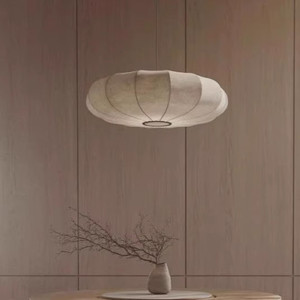 Lámpara Colgante de Acero Inoxidable con Tela de Seda Estilo Japonés Wabi-Sabi, Estética de la Dinastía Song, para Restaurante, Salón de Té - Product Image 2