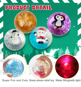 Balle rebondissante lumineuse de Noël colorée de haute qualité OEM, avec paillettes aquatiques, jouets sensoriels écologiques pour enfants - Product Image 6