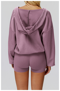 Felpe di Alta Qualità da <span class=keywords><strong>Donna</strong></span>, Giacca <span class=keywords><strong>con</strong></span> <span class=keywords><strong>Cappuccio</strong></span> Ampio e Scollo a V, Comoda e Larga, Abbigliamento Esterno per Corsa all'Aperto - Product Image 3