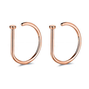 Anillo de Nariz de Acero Inoxidable Color Oro Rosa de 16 mm con Gancho, Estilo Clásico para Uso Diario, Joyería Corporal Unisex, Accesorio de Piercing - Product Image 3