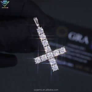 Colgante de Cruz Invertida al por Mayor, 3mm 4mm 5mm, Plata 925, Chapado en Oro Blanco, Diamante Moissanita VVS, Colgante de Cruz para Cadena - Product Image 4
