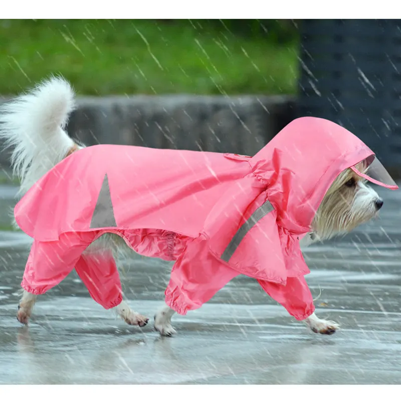 Joymay New product pet raincoat Hooded Pet Mackintosh Cape style Waterproof windproof reflective PU Dog Raincoat