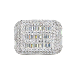 Most Popular Fine Jewelry <b>Ring</b> 925 <b>Silver</b> FULL Baguette Iced Square VVS Moissanite Diamond <b>Ring</b> Hip Hop <b>Ring</b> for <b>Men</b> Women - Product Image 4