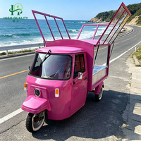 Chariot alimentaire Tuktuk rose en acier inoxydable de haute qualité, personnalisé pour les hot-dogs, les glaces, la restauration rapide, les aliments de rue