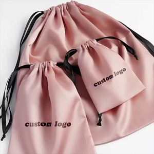 Popular Top Quality Custom Print Logo Pouch Candy Color Satin Cloth Drawstring Dust <b>Jewelry</b> <b>Storage</b> Bag - Product Image 2