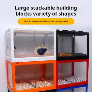 New Arrival Stackable Rectangle 2L Small Fancy Tropical <strong>Fish</strong> <strong>Tank</strong> with USB LED Lighting Indoor <strong>Aquarium</strong> for Christmas Gift - Product Image 4