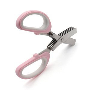 <b>Kitchen</b> <b>Scissors</b> Stainless Steel Five Layer Blade For Food Paper Cutting Home Use Nordic Pink - Product Image 1