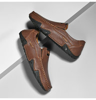Chaussures pour hommes cousues à la main, décontractées d'extérieur, à enfiler, plates, solides, respirantes, durables, basses, grandes tailles