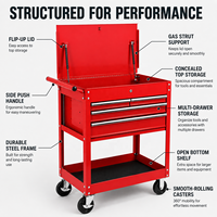 Chariot à outils mobile en acier robuste, directement de l'usine, avec dessus rabattable et 3 tiroirs, roues pivotantes pour le stockage industriel en garage