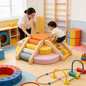 ผนังปีนป่ายในร่มหลากสีสันสำหรับเด็ก ออกแบบมาด้วยที่จับรูปสัตว์และสไลเดอร์แบบนุ่มนวล - Product Image 2