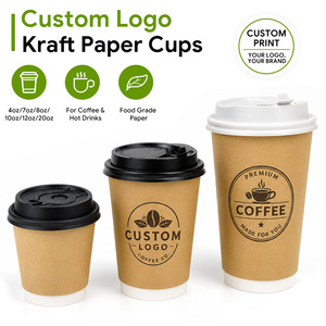12oz Double Wall Eco-Friendly Food Grade Paper <b>Cup</b> for Hot Coffee Drinks Custom Printed <b>Disposable</b> Biodegradable Take Away Lid - Product Image 1