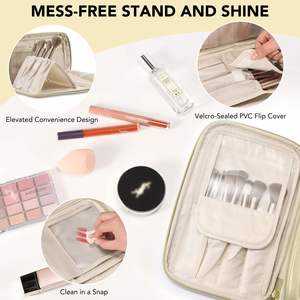 Travel Makeup Bag Large Capacity Toiletry Bag for Women Stand-up Cosmetic Bag Open Flat <b>Make</b> up Case Organizer Portable Pouch - Product Image 6