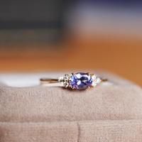Bague japonaise incrustée de cuivre électroplaqué (non-tanzanite) pour femme, style Instagram, colorée, classique, rétro, pour le quotidien