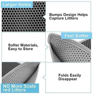 Tapis pour animaux de compagnie en EVA double couche ultra-résistant avec filtre à litière en fibres, accessoires pour chats axés sur les voyages - Product Image 3