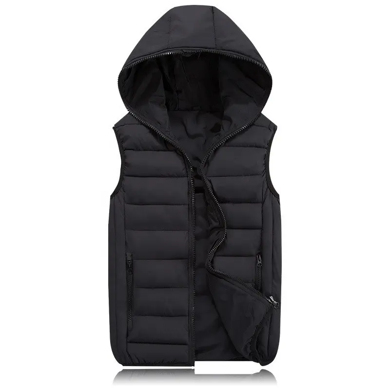 M803 Men Zip Up Sleeveless Hooded Puffer Coat Winter Quilted Hoodies Puffer Vests Coats Outdoor Padded Down Vest