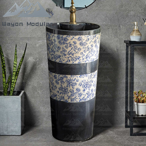 Wayon Retro estilo chino lavabo al aire libre patio columna lavabo de una pieza suelo de pie jardín lavabo al aire libre - Product Image 5