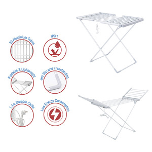 ORVICA Electric Folding Wing-Shaped Clothes <b>Rack</b>, Floor Standing Clothes <b>Rack</b>, Folding Clothes <b>Rack</b>, Electric Heating, Automatic - Product Image 1